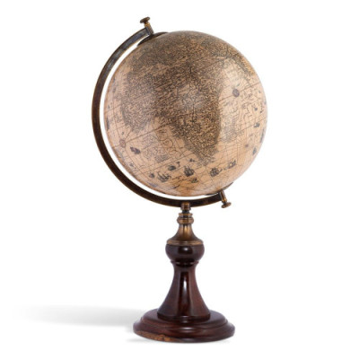 Globe terrestre Hondius sur pied en bois - Diamtre 34.50cm