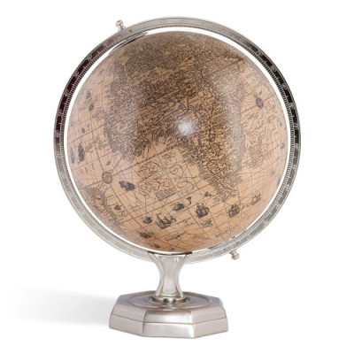 Globe terrestre Hondius avec support-pied-tain-Diamtre 34.50cm